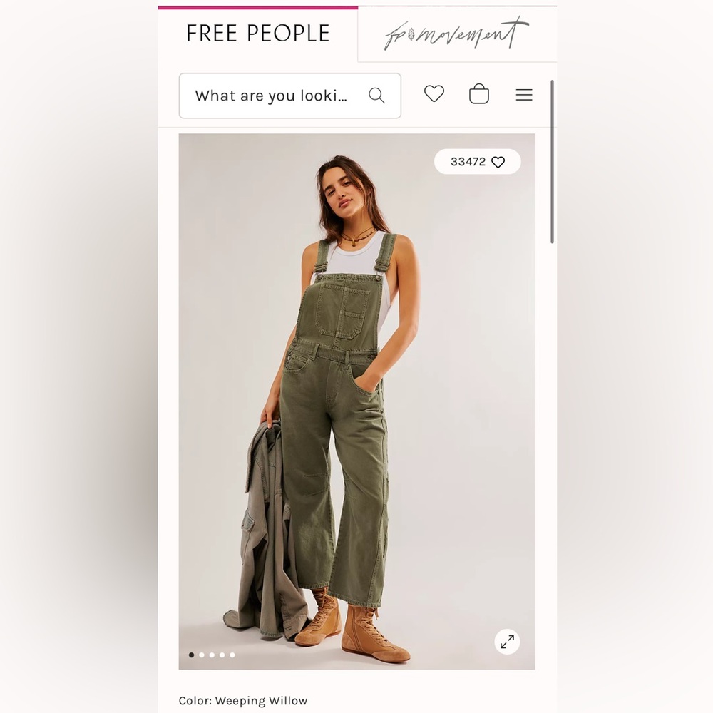 Free People We The Free Sage Green Women's Overalls Barrel Leg Size M